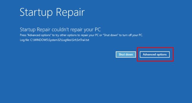 advanced options startup repair