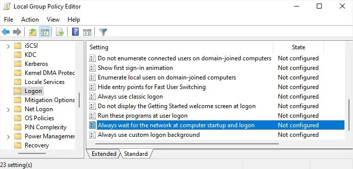 14 Ways to Fix Slow Computer Startup 19 always-wait-for-the-netwoek-at-computer-startup-and-logon-not-configured