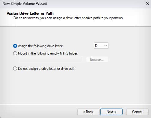assign a drive letter