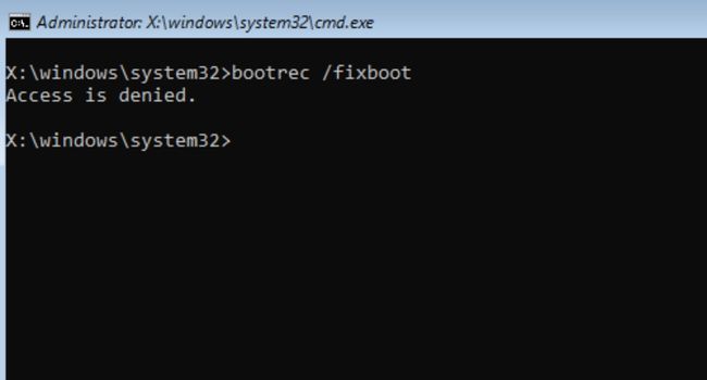 bootrec fixboot acceso denegado