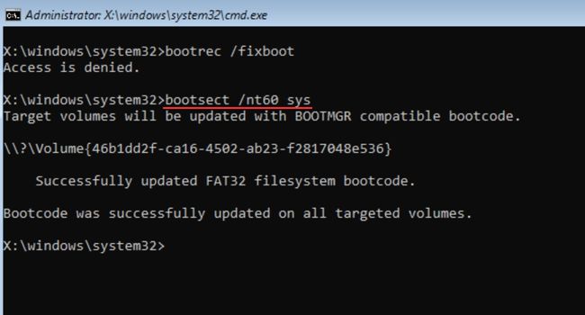 bootsect nt60 sys