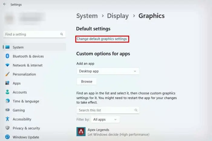 Windows 11 Keeps Freezing? 12 Ways to Fix It 19 change-default-graphics-settingas