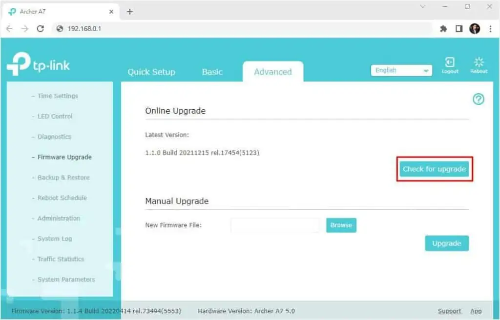 6 Ways to Fix WAN Connection Error 21 check-for-upgrade-1024x656