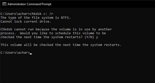 chkdsk command in safe mode