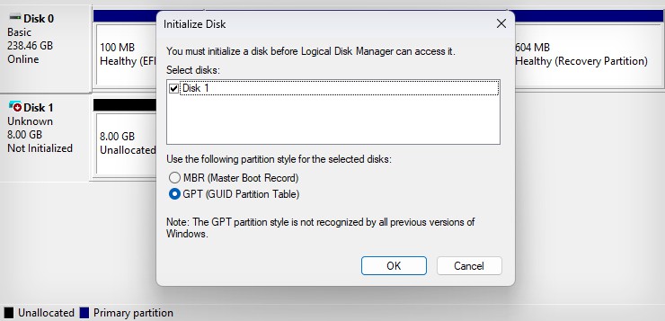 choose gpt partition
