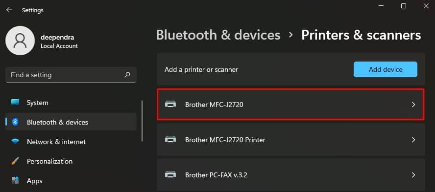 click printer you want to set to default