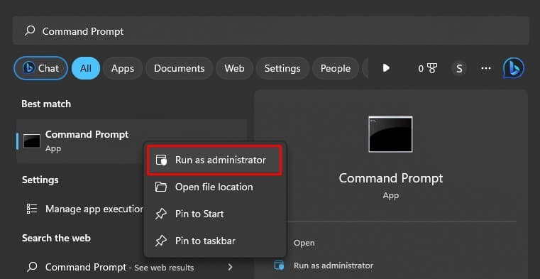 cmd run as administrator