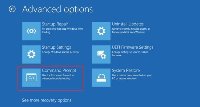 command prompt in advanced options