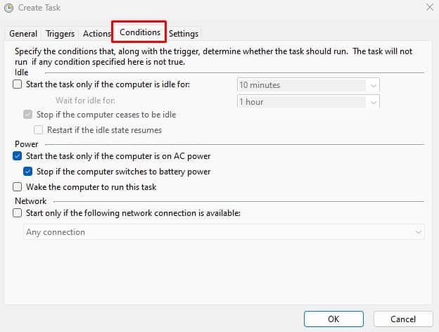 condition tab reboot schedule