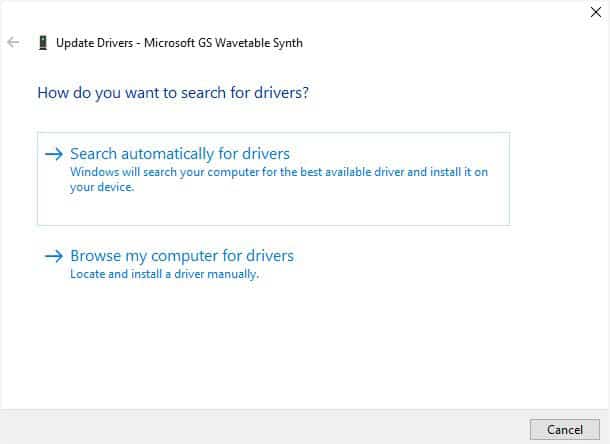 corrupted driver search automatically for drivers