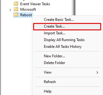 create reboot task reboot scheduler