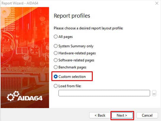 custom selection