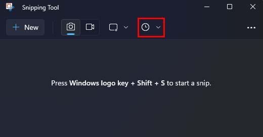 delay option in snipping tool
