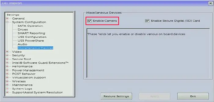 dell-bios-enable-camera