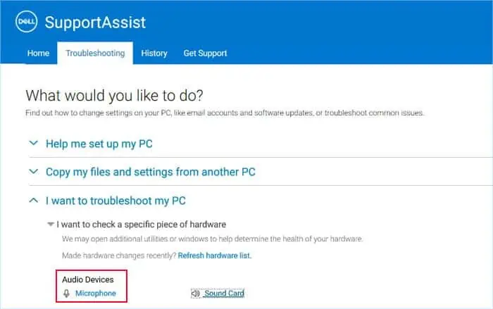 How to Fix Microphone Not Working on Dell Laptop 14 dell-supportassist-microphone-troubleshoot