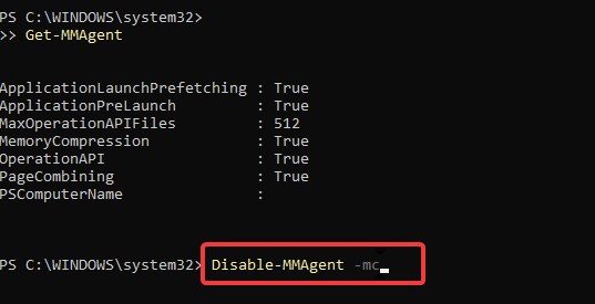 disable memory compression