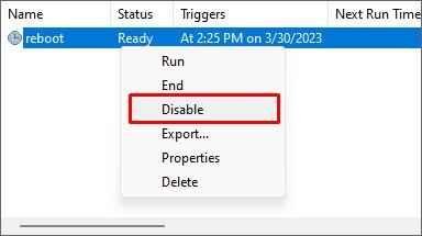 disable reboot task windows