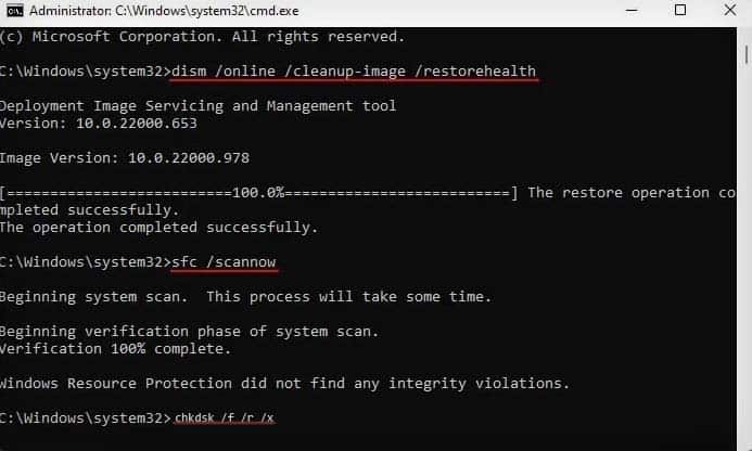 dism sfc and chkdsk