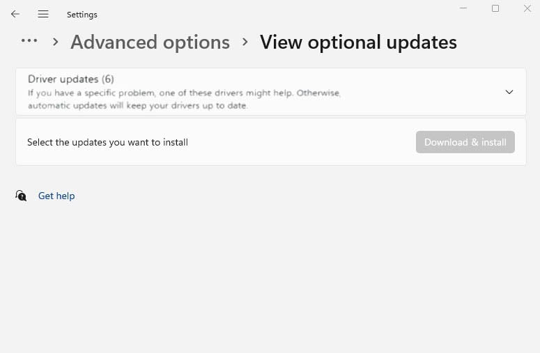 driver update in optional updates