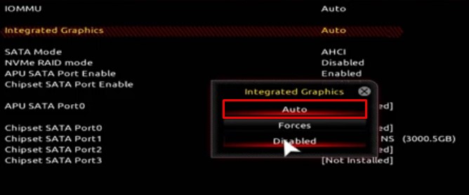 enable integrated graphics