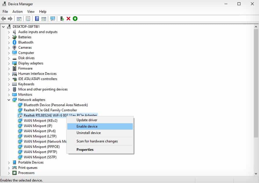 enable wifi driver