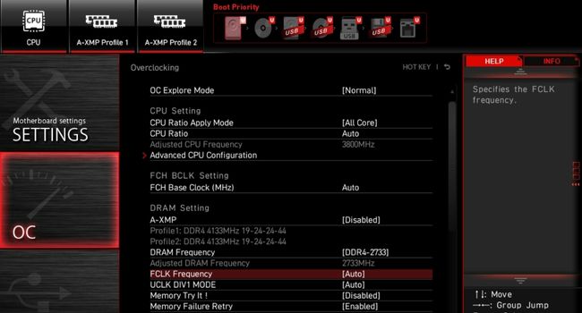 fclk frequency auto