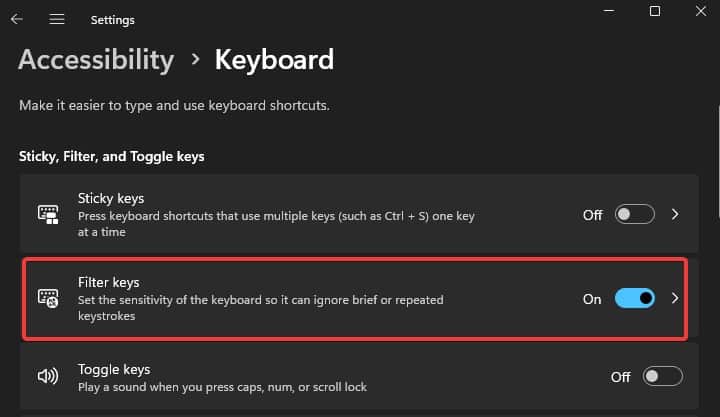 filter keys