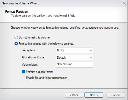 format volume