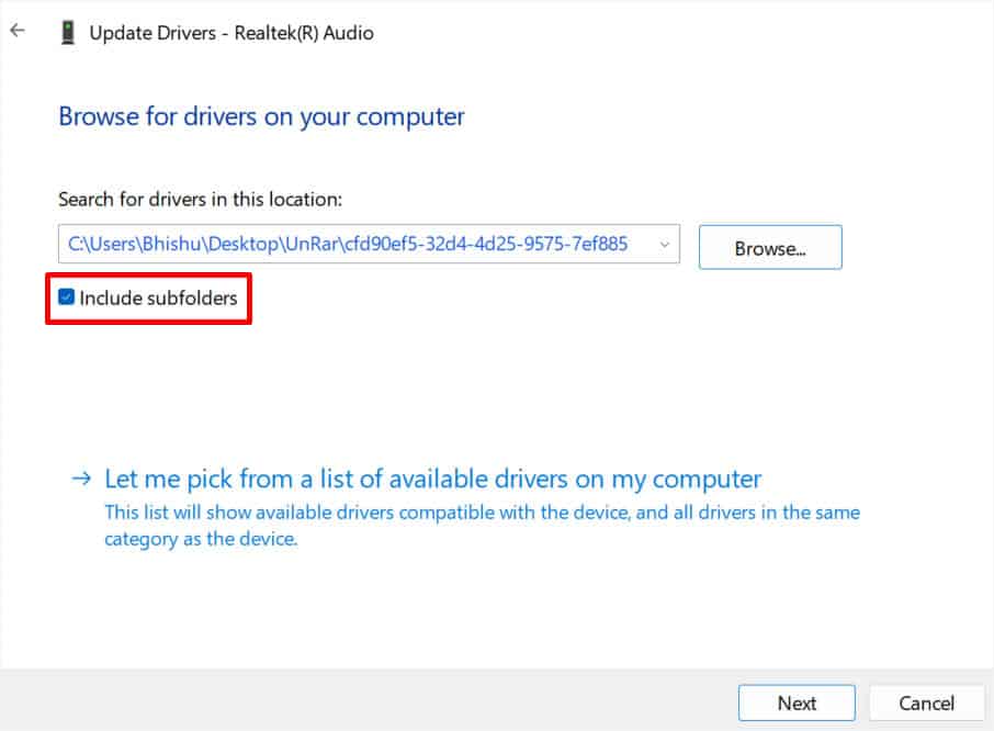 include subfolders