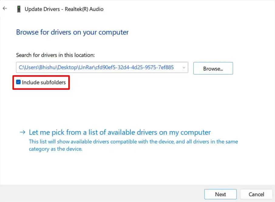 How to Update Sound Drivers on Windows 39 include-subfolders