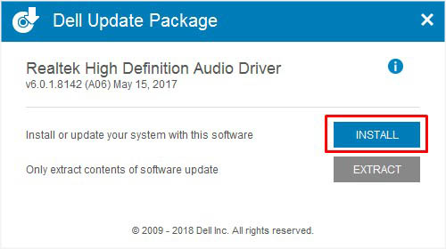 install button dell udpate package
