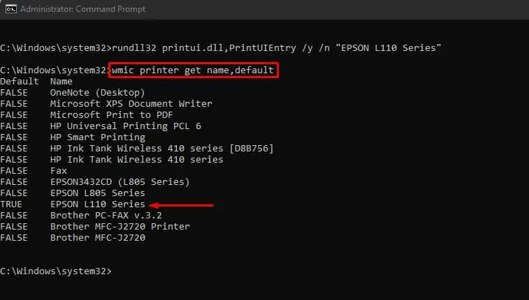 How to Set Default Printer? 4 Simple Ways 16 looking-for-new-default-printer-in-cmd