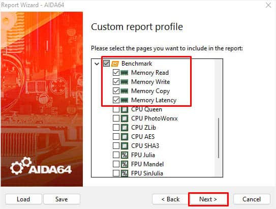 memory benchmark selection