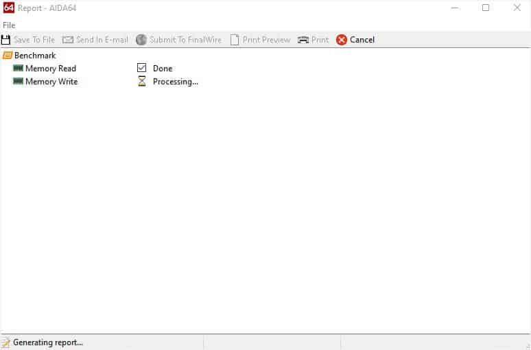 memory benchmarking and report formation