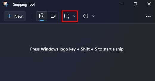 mode selection in snipping tool