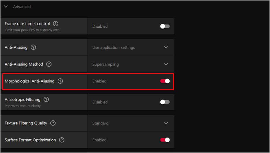 select anti aliasing method