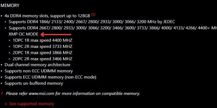 motherboard supports memory overclocking
