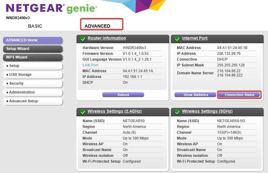 netgear router dashboard