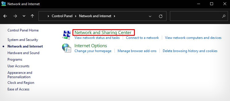 network-and-sharing-center
