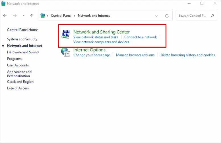 network-and-sharing-center