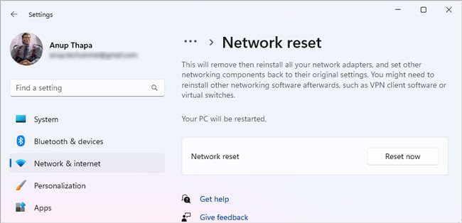 network reset windows