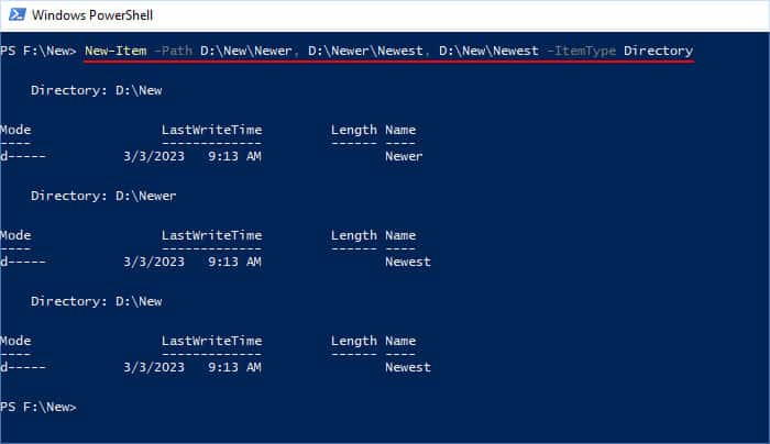 new-item-multiple-folders-powershell
