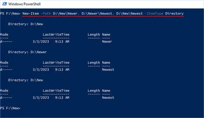 new-item-multiple-folders-powershell