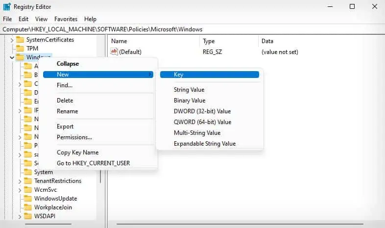new-registry-key-in-windows