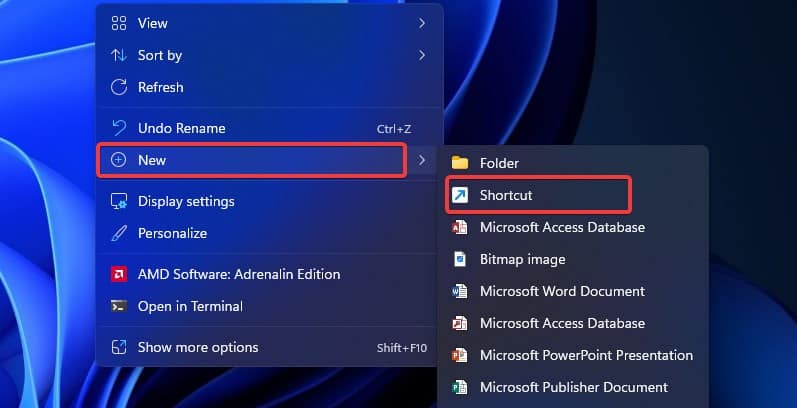 new shortcut