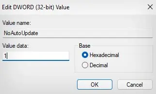 How to Turn Off Automatic Updates on Windows 13 noautoupdate-registry-entry-set-to-1
