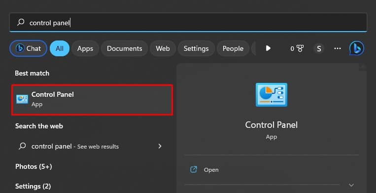 open control panel on your computer