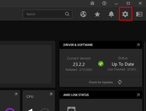 open settings amd software