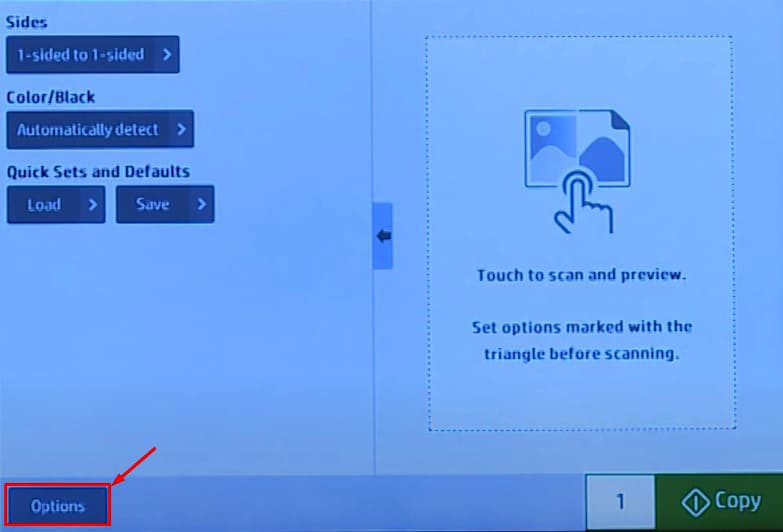 options-button-on-printer