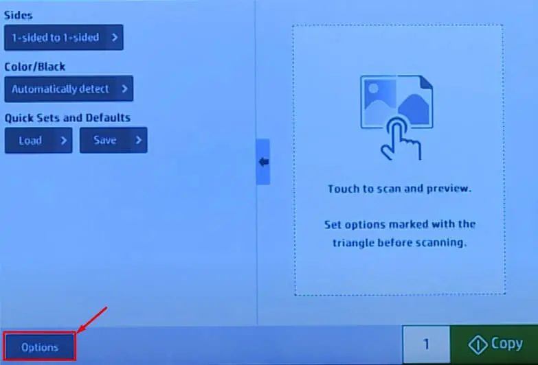 options-button-on-printer